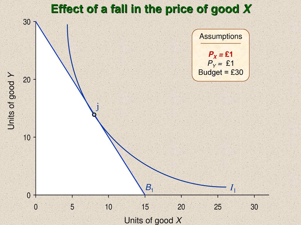Effect of a fall in the price of good X