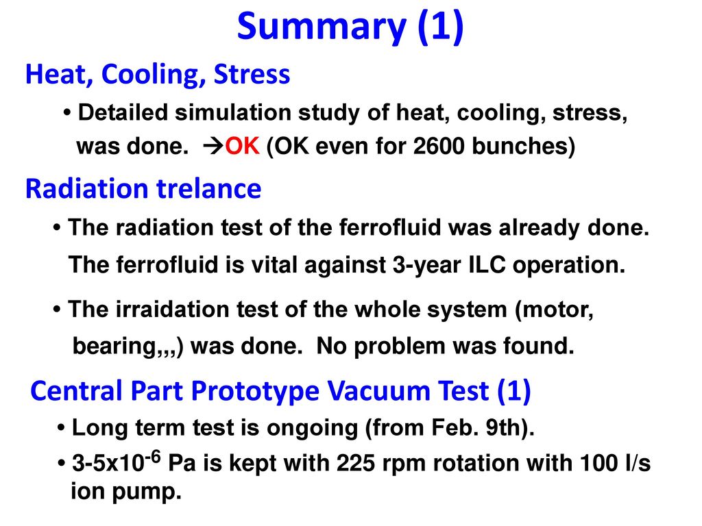 Summary (1) Heat, Cooling, Stress Radiation trelance