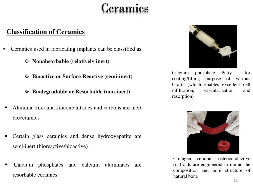 Introduction to ceramics, their structure, tissue attachment mechanisms,  classification of ceramics and non-absorbable or relatively bioinert  bioceramics. - ppt download
