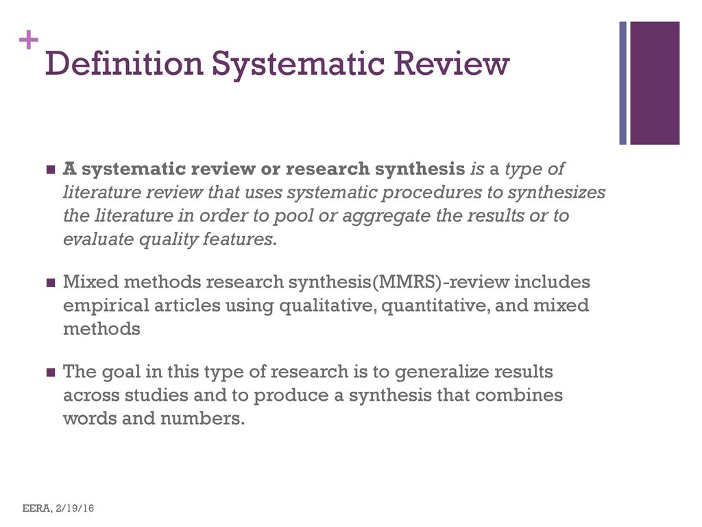 Mixed Methods to a Systematic Review of Literature - ppt download