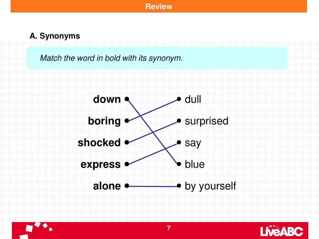 Match the highlighted words with their. Match the Words. Match the Words Word. Match synonyms. Matching Words.