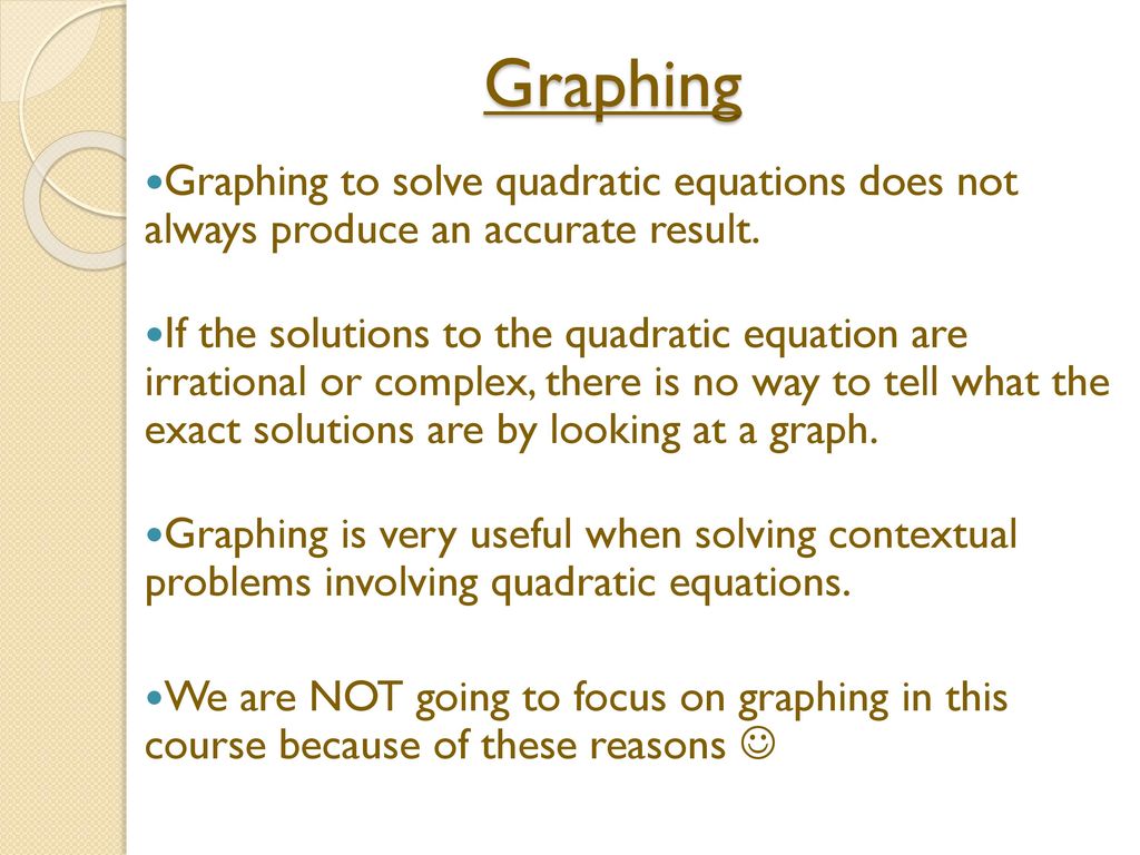 Solving Quadratic Equations Ppt Download