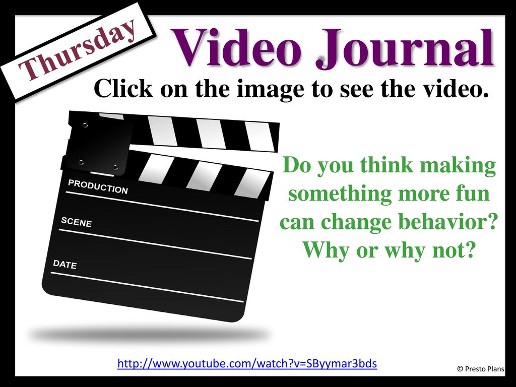 Video Journal Thursday Click on the image to see the video.