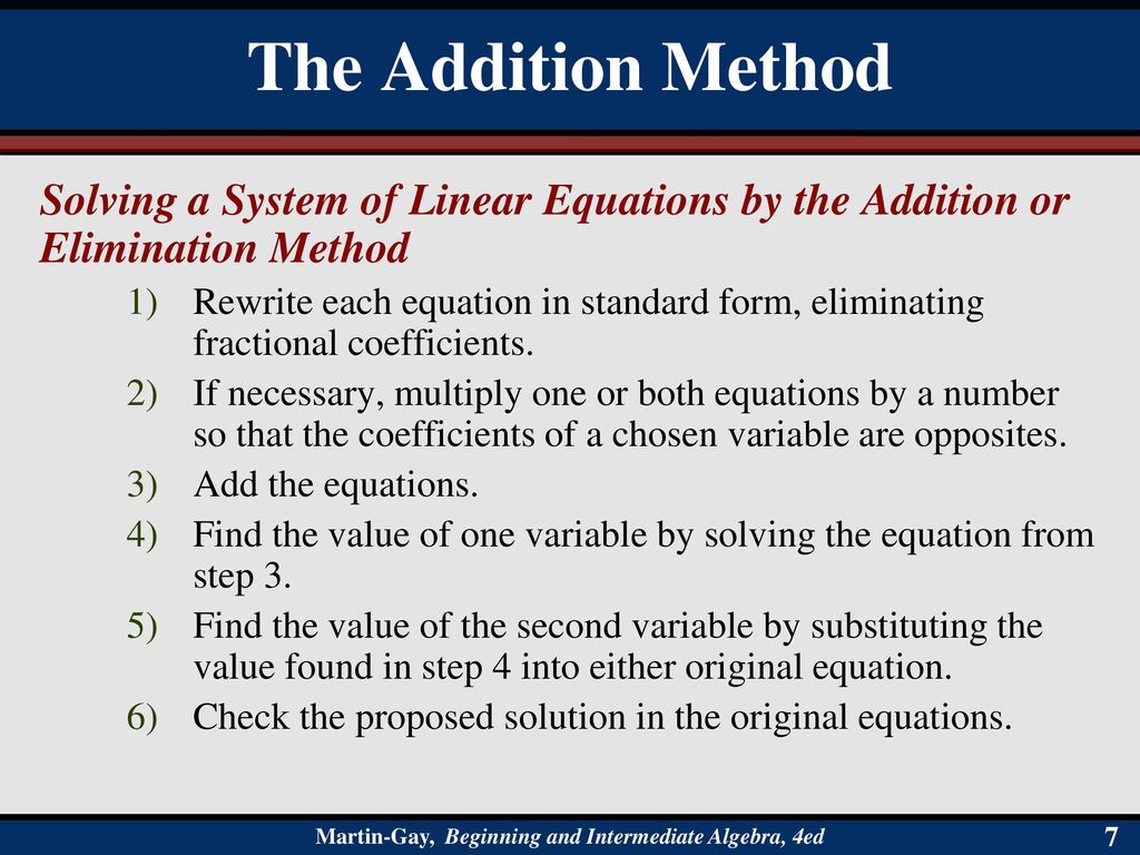 Solving systems of linear equations by addition ppt download