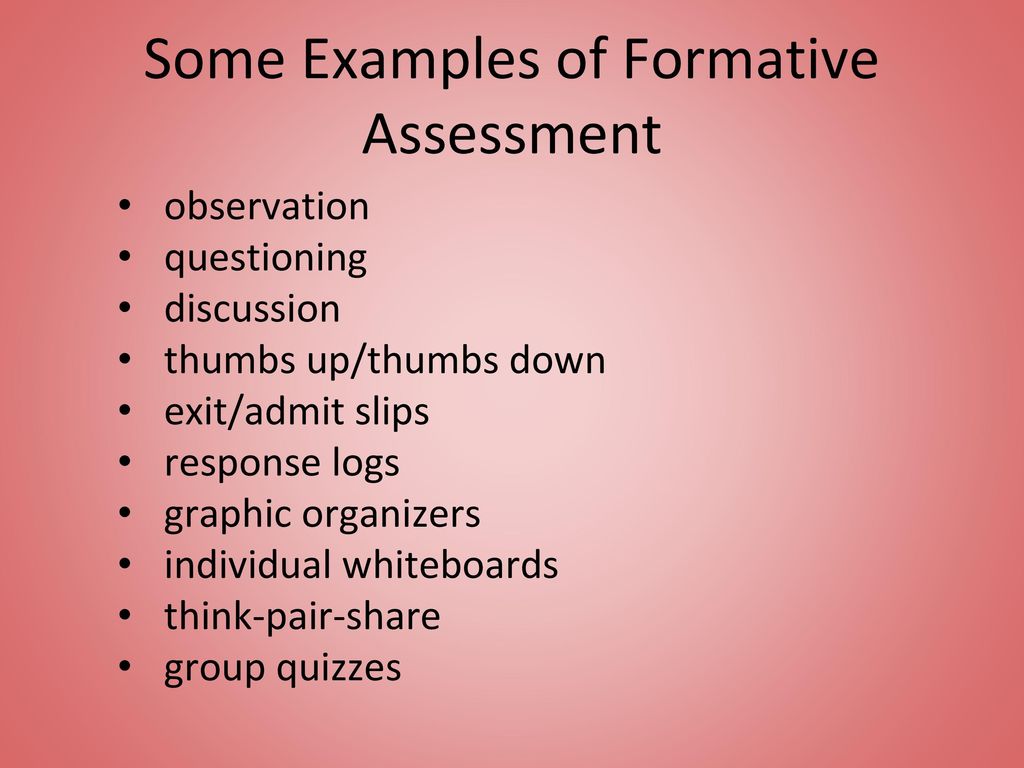 Some Examples of Formative Assessment