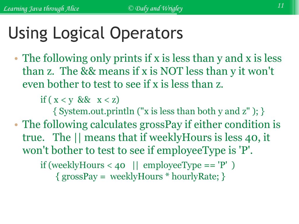 Using Logical Operators
