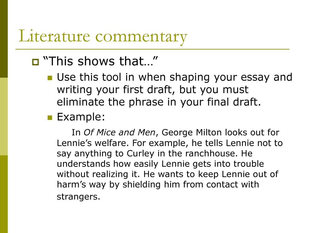 how to write good commentary in an essay