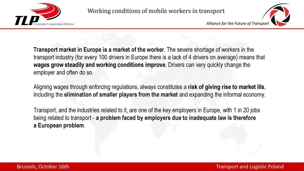 Working conditions of mobile workers in transport