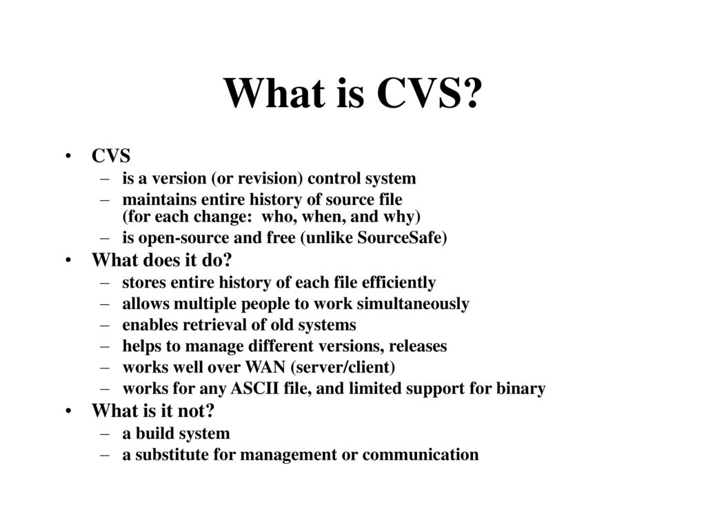 An Intro to Concurrent Versions System (CVS) - ppt download