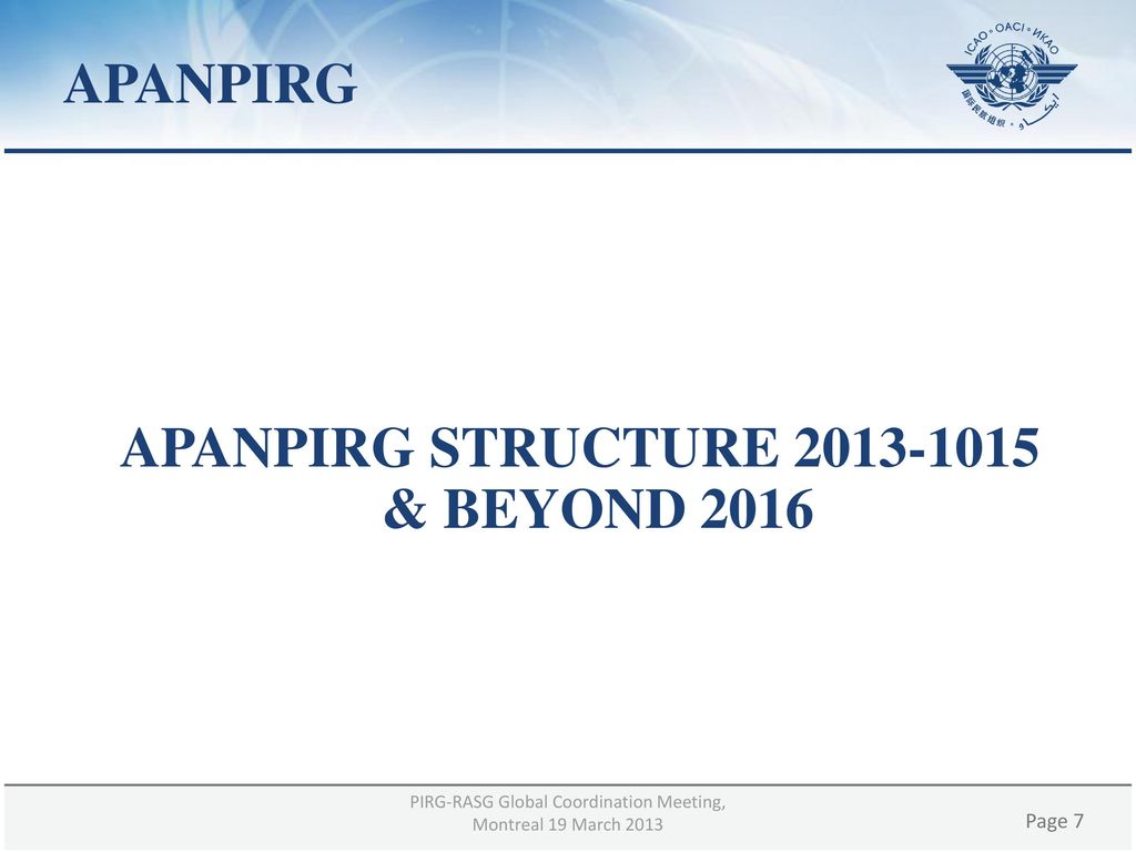 APANPIRG STRUCTURE & BEYOND 2016