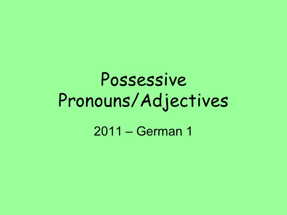 German Possessive Articles Chart