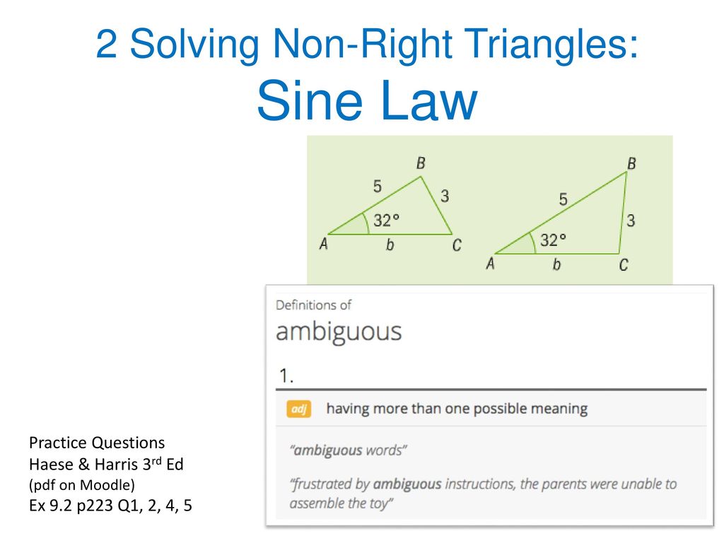 2 solving non right triangles sine law ppt download