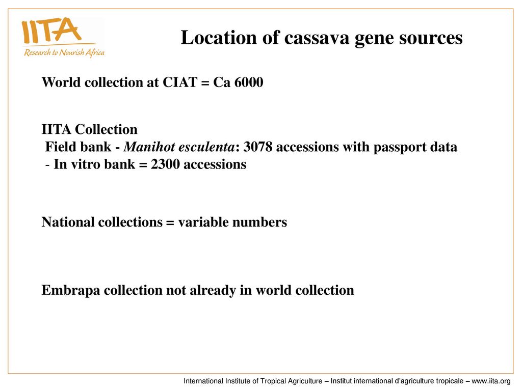 Location of cassava gene sources