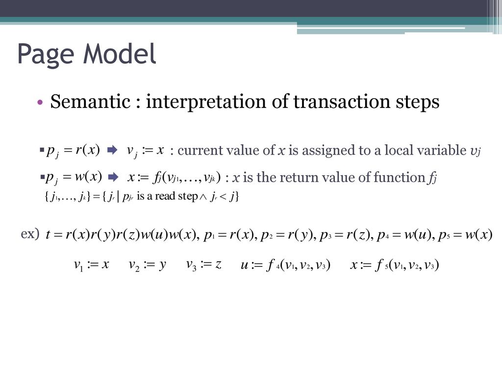 Page Model Semantic : interpretation of transaction steps
