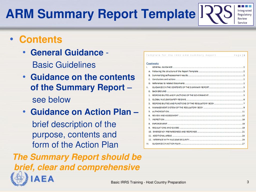 ARM Summary Report Template - ppt download With Regard To Training Summary Report Template