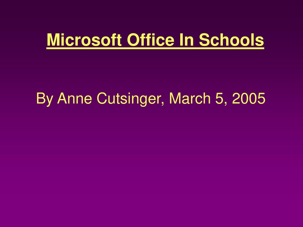 Microsoft Office In Schools