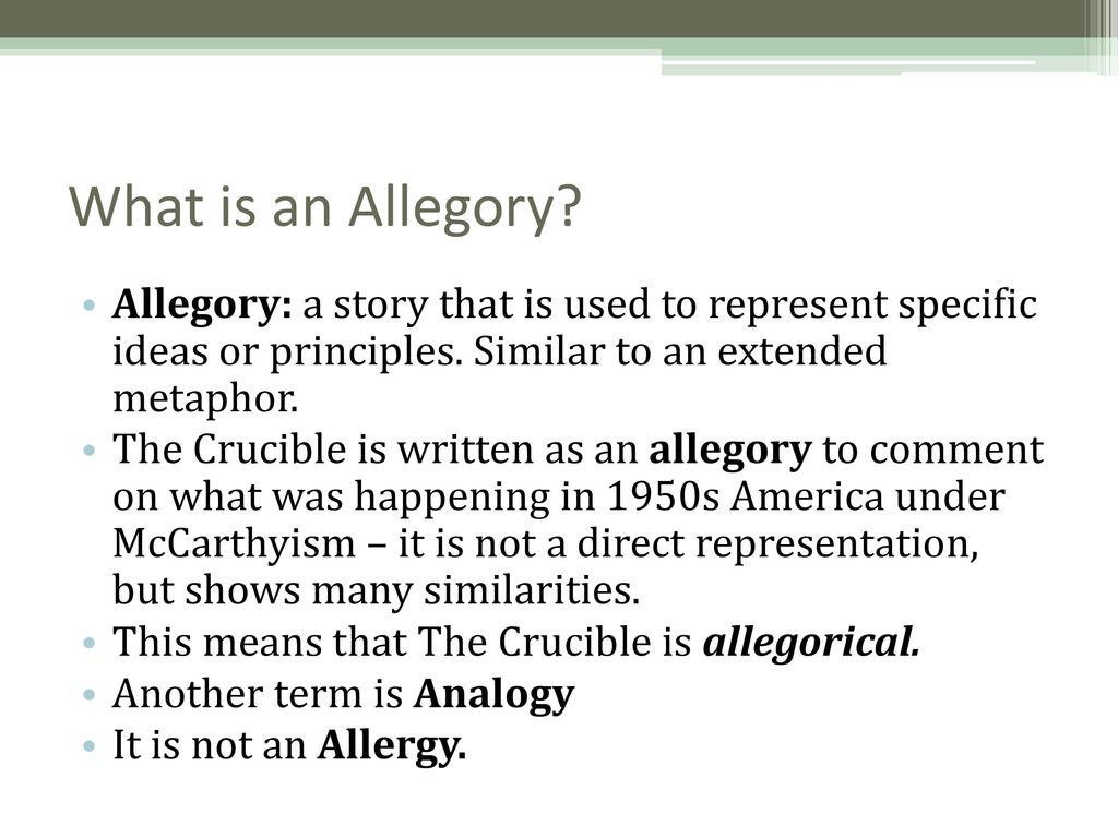 how is the crucible an allegory
