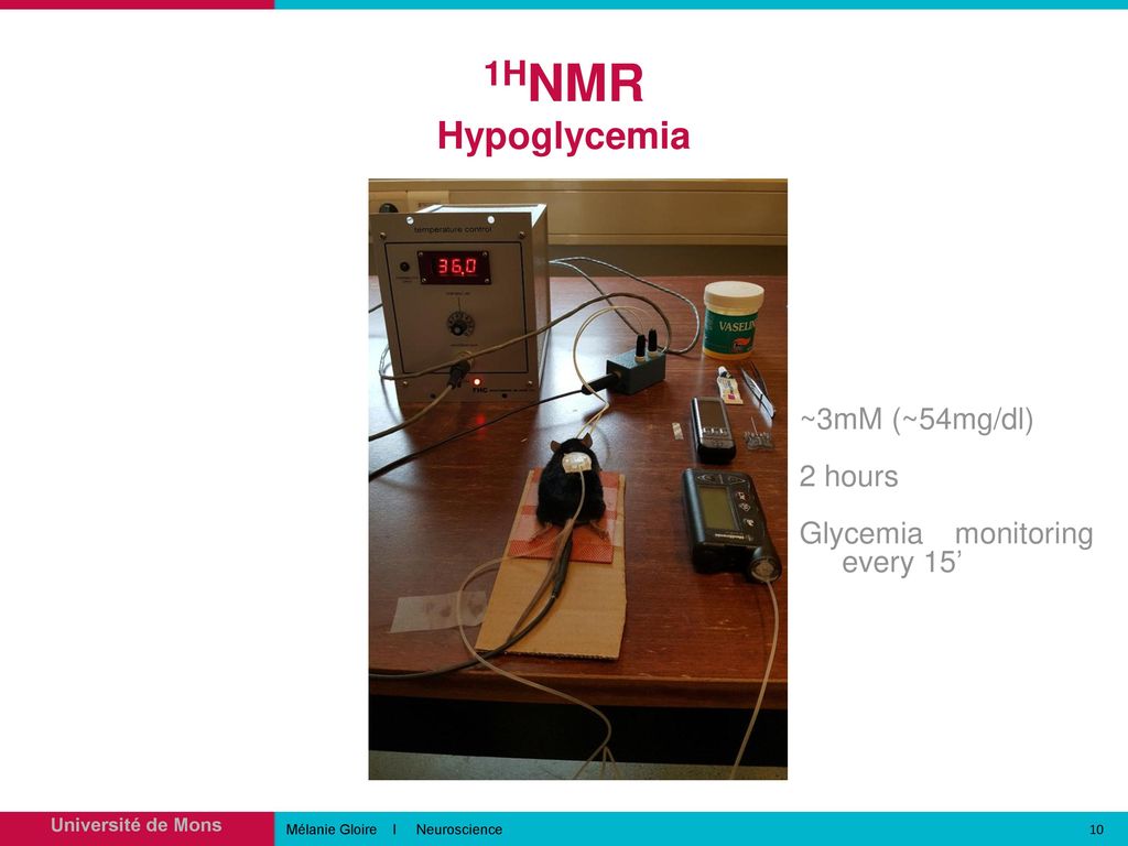 1HNMR Hypoglycemia ~3mM (~54mg/dl) 2 hours