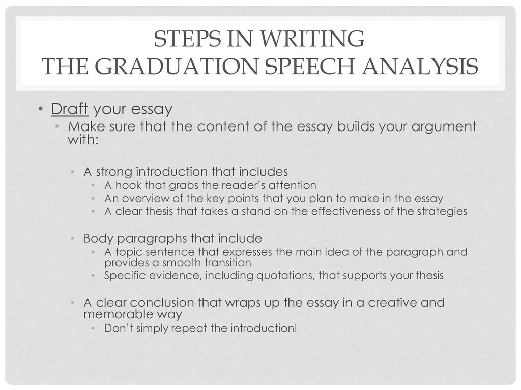 Graduation Speech Analysis Paper Assignment Description - ppt download
