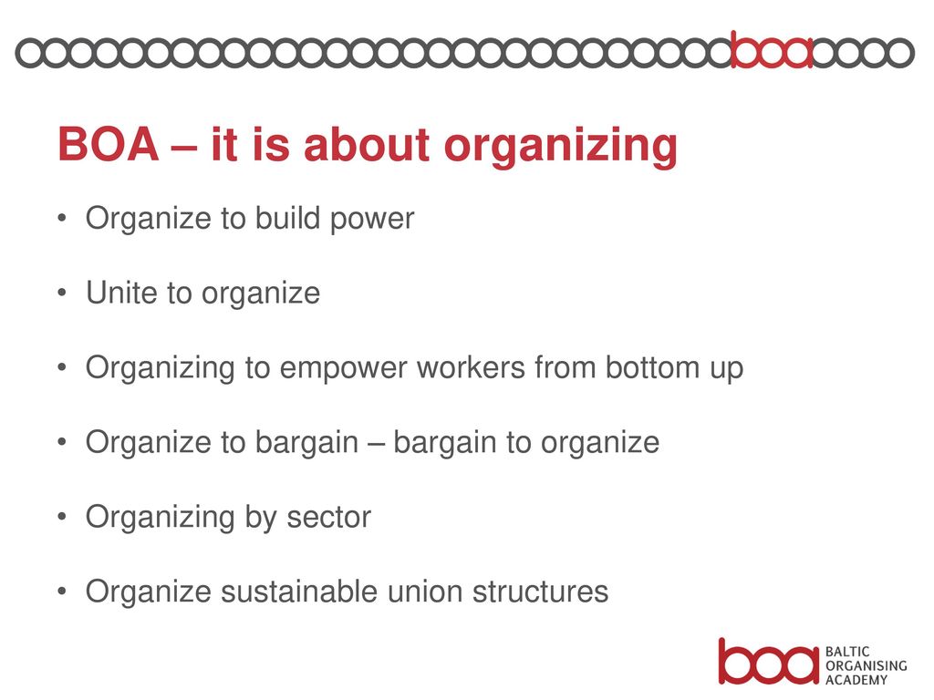 BOA – it is about organizing