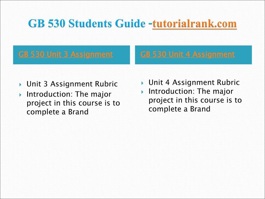 GB 530 Students Guide -tutorialrank.com