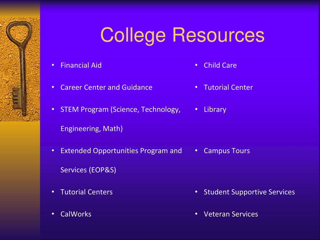 College Resources Financial Aid Child Care Career Center and Guidance