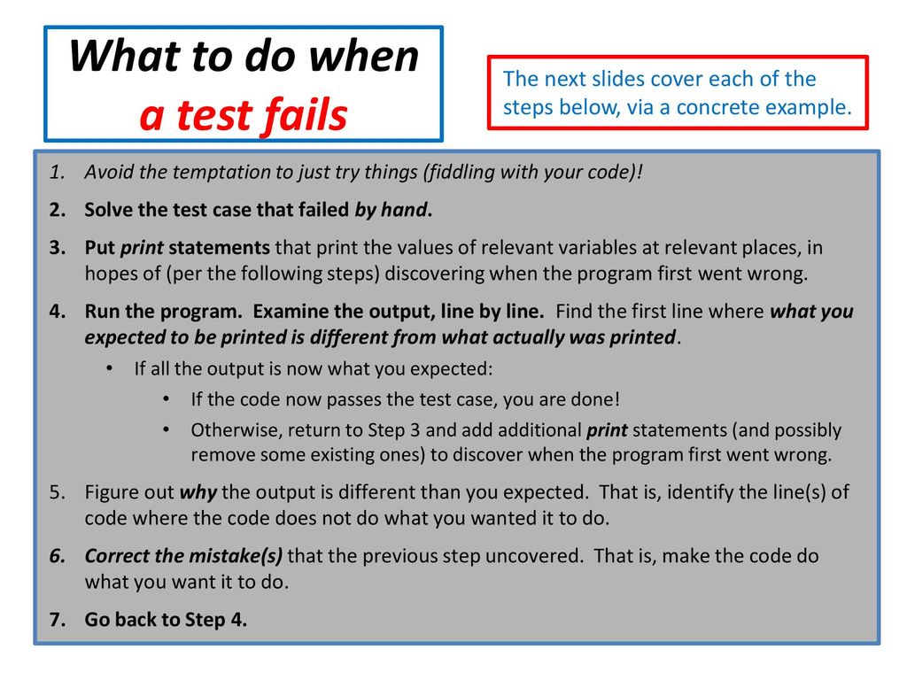 What to do when a test fails - ppt download