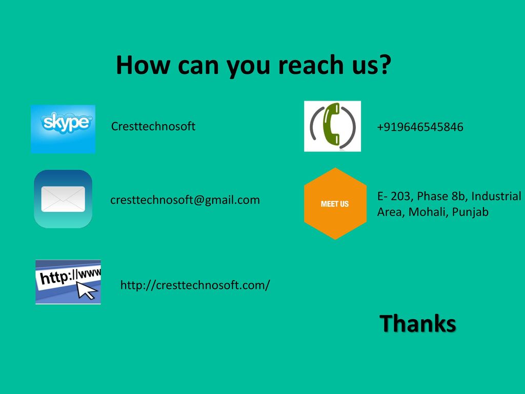 How can you reach us Thanks Cresttechnosoft