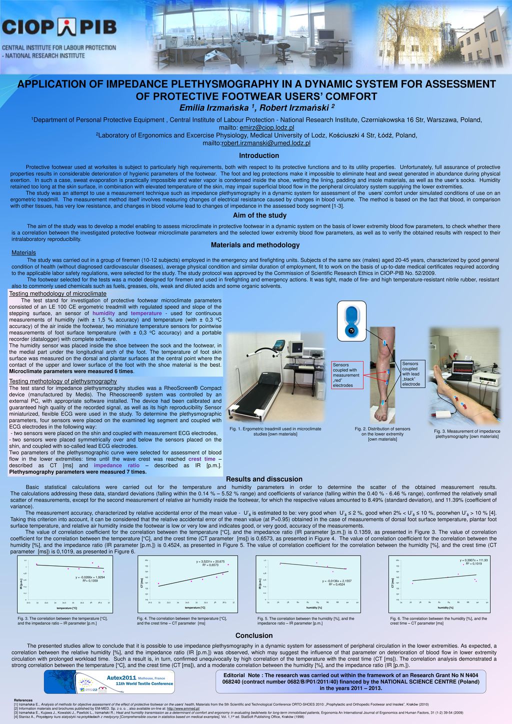 Application of impedance plethysmography in a dynamic system for