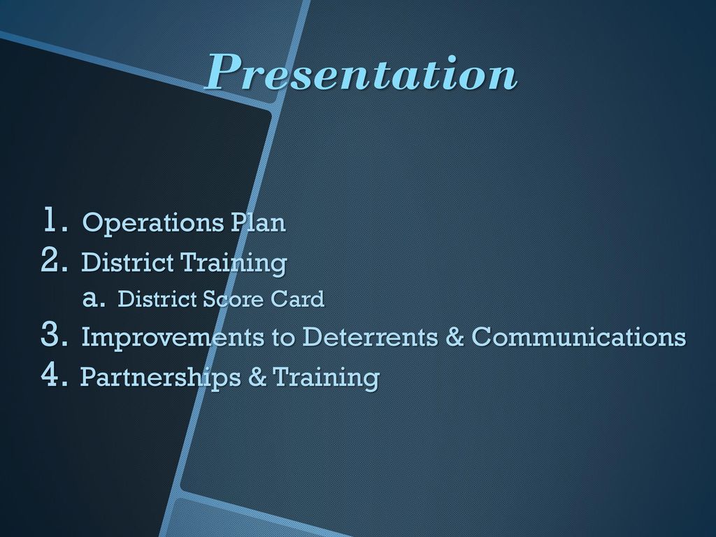 Presentation Operations Plan District Training