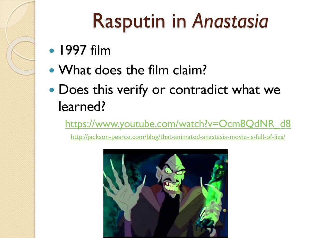 Rasputin in Anastasia 1997 film What does the film claim