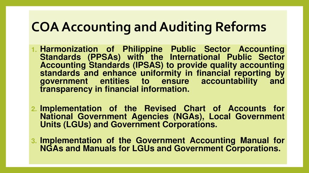 Revised Chart Of Accounts For Government Corporations