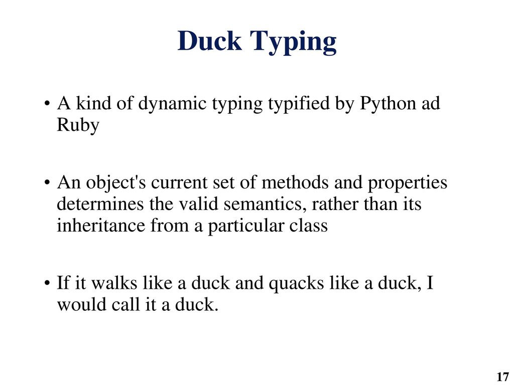 Duck Typing Example at Anthony Brunet blog