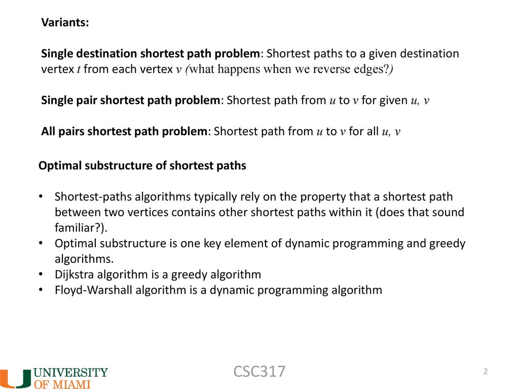 CSC317 Shortest path algorithms - ppt download