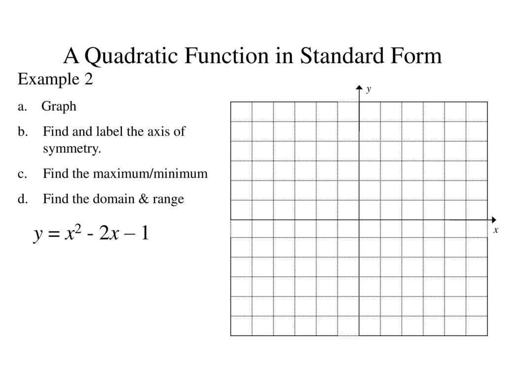 Graphing Quadratic Functions In Standard Form Ppt Download