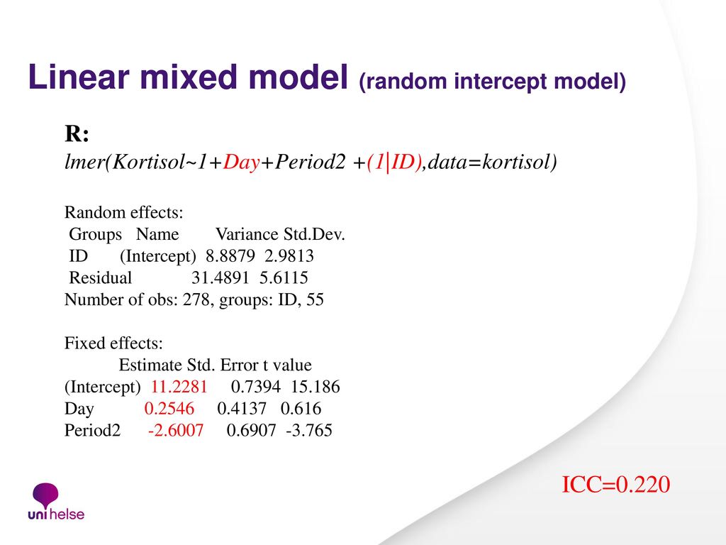 Linear mixed model (random intercept model)