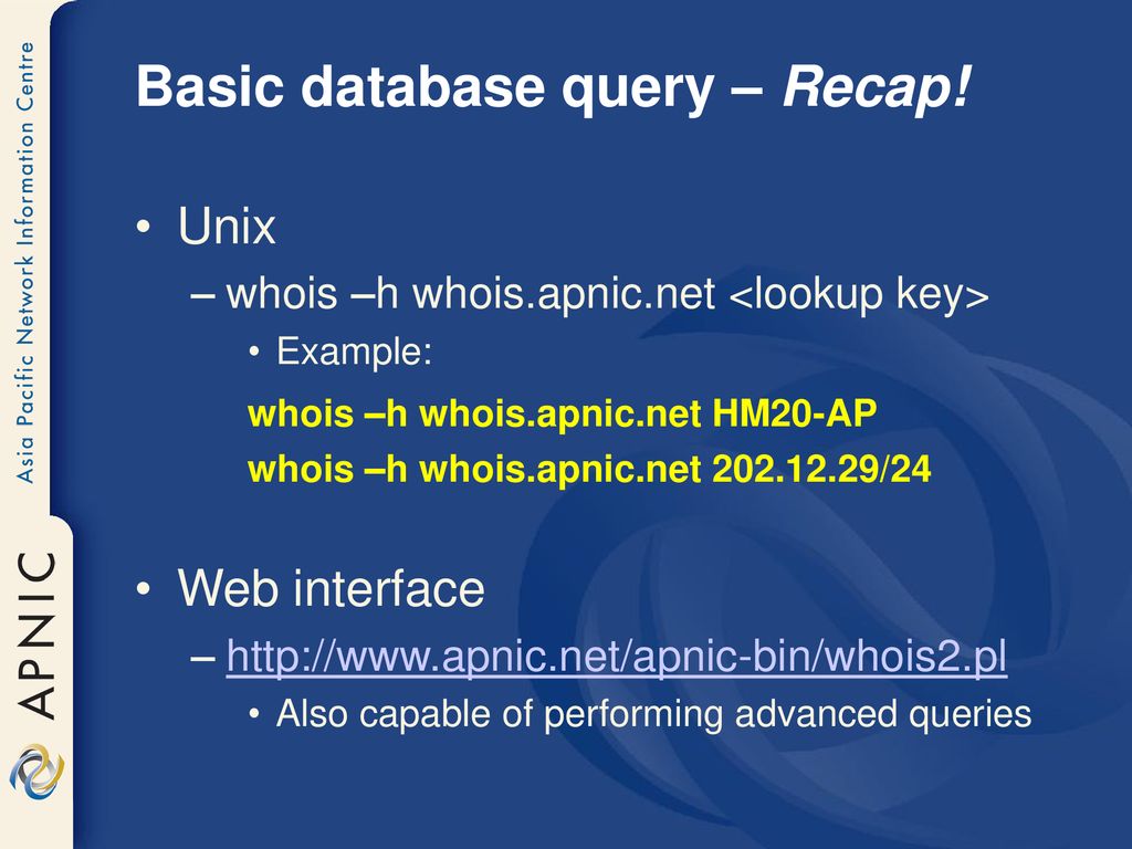 Advanced search in the APNIC Whois – APNIC