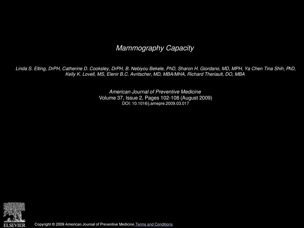 Mammography Capacity American Journal of Preventive Medicine