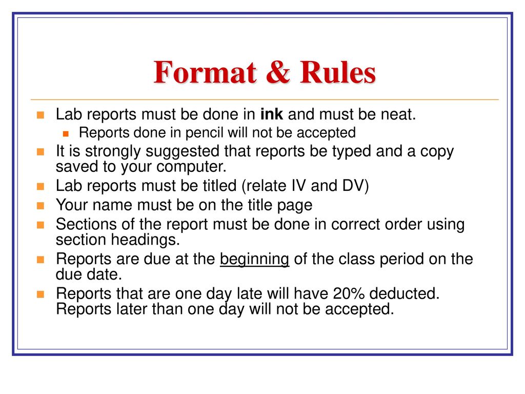 Parts of a Lab Write-up. - ppt download