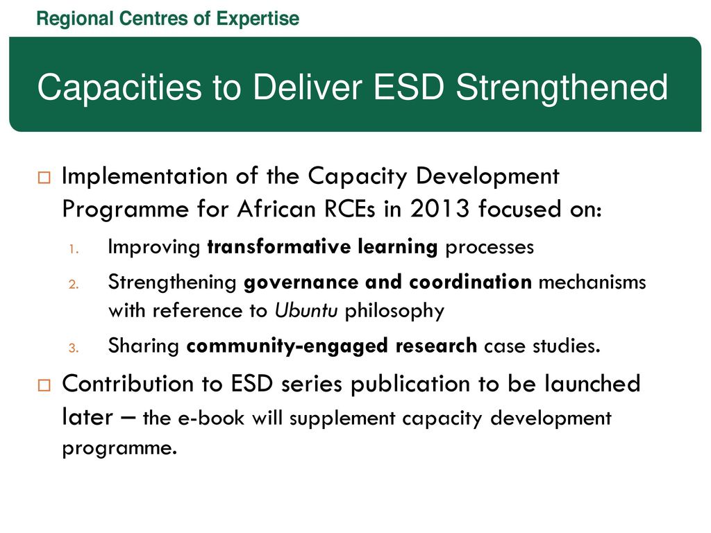 Capacities to Deliver ESD Strengthened