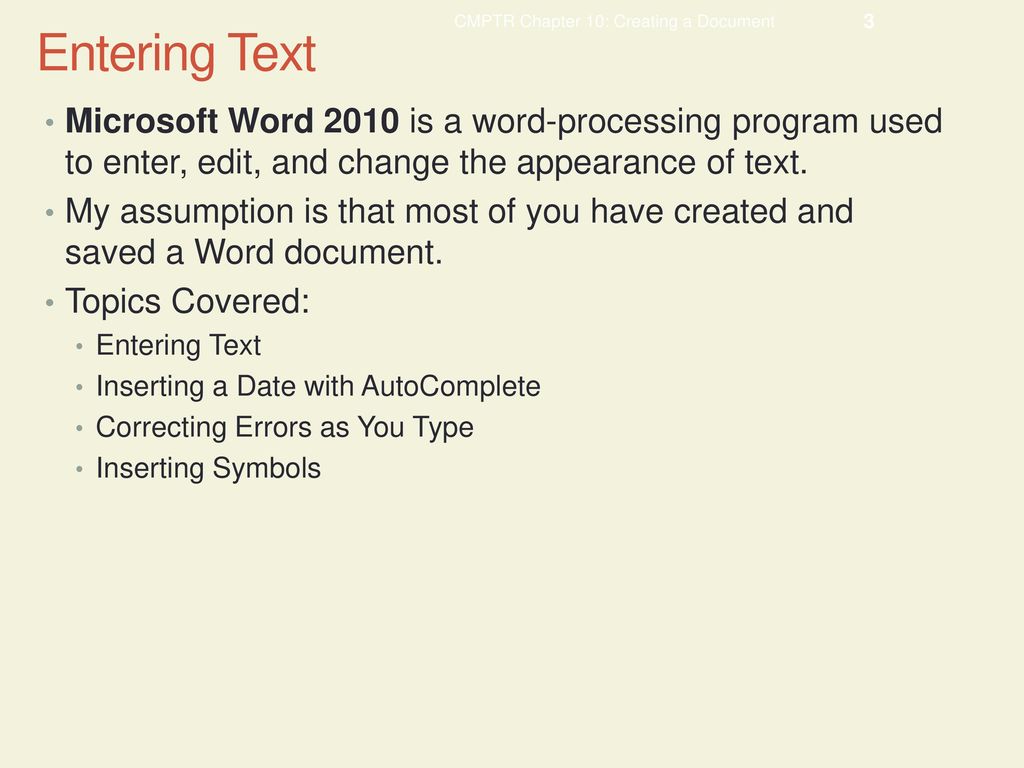 Creating a word document part 1 ppt download