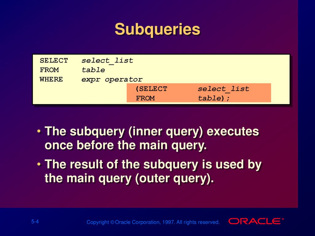 Subqueries ppt download
