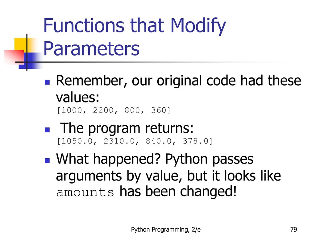 Functions that Modify Parameters