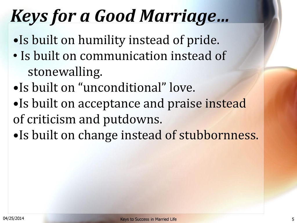 Keys to Success in Married Life