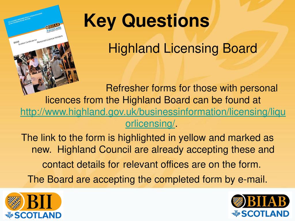 Key Questions Highland Licensing Board