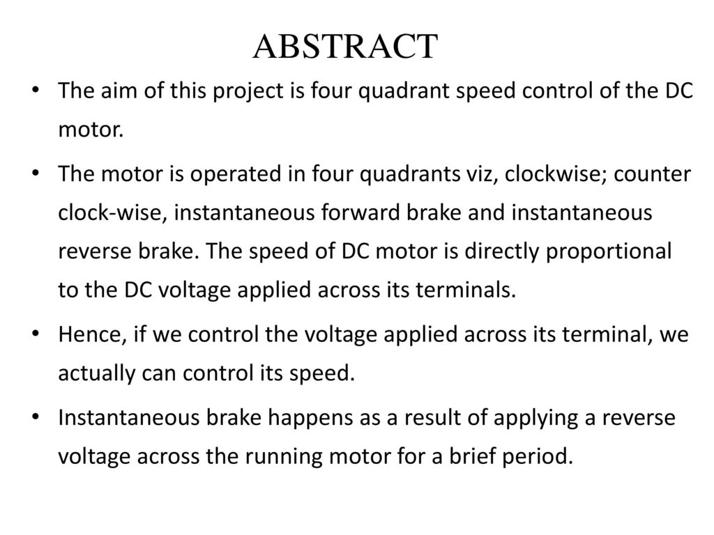 Arduino Four Quadrant Dc Motor Control Ppt Download