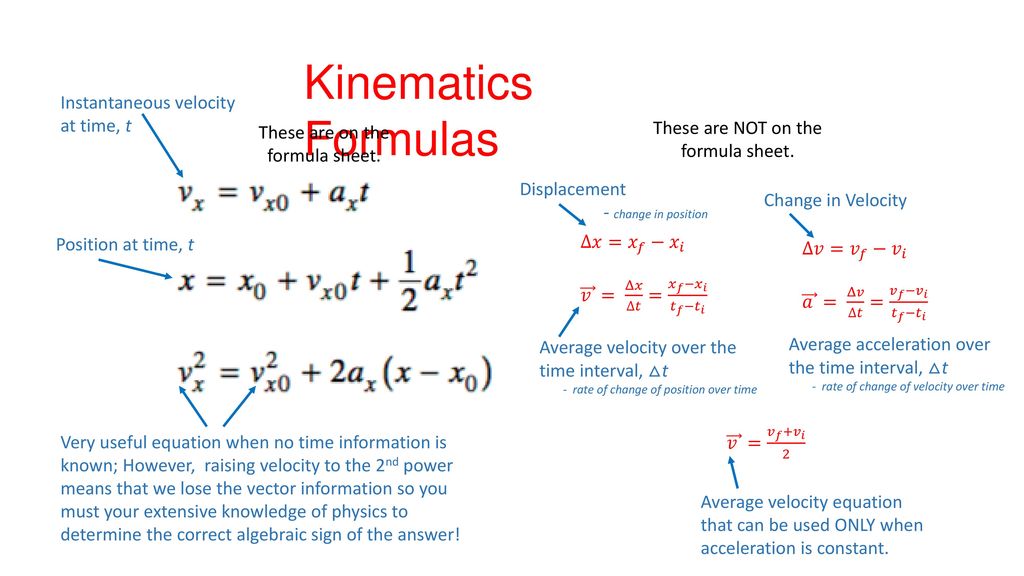 Kinematics Formulas Instantaneous Velocity At Time T Ppt Download