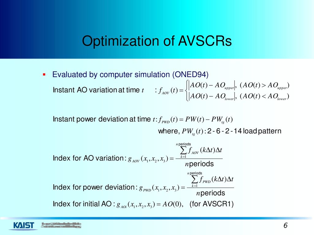 Optimization of AVSCRs
