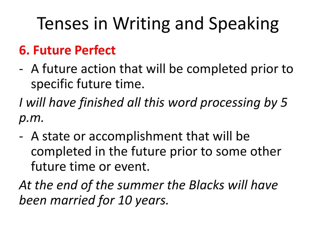 Tenses in Writing and Speaking
