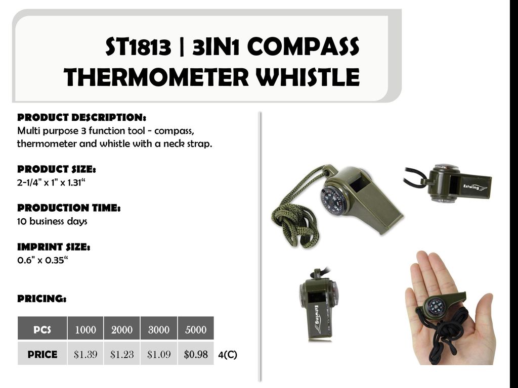 ST1813 | 3IN1 COMPASS THERMOMETER WHISTLE